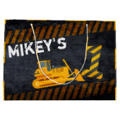 Bouwvoertuig|Zwart-geel|1e verjaardag Groot Cadeauzakje (Achterkant)