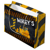 Bouwvoertuig|Zwart-geel|1e verjaardag Groot Cadeauzakje (Voorkant Gekanteld)