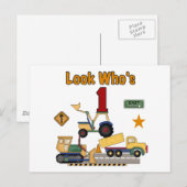 Bouwvoertuigen 1e verjaardag Tshirts Briefkaart (Voorkant / Achterkant)