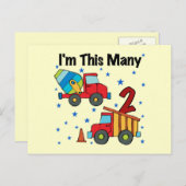 Bouwvoertuigen 2e verjaardag cadeaus briefkaart (Voorkant / Achterkant)