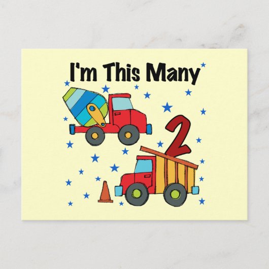 Bouwvoertuigen 2e verjaardag cadeaus briefkaart (Voorkant)