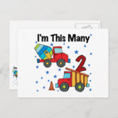 Bouwvoertuigen 2e verjaardag cadeaus briefkaart (Voorkant / Achterkant)