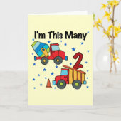 Bouwvoertuigen 2e verjaardag cadeaus kaart (Gele Bloem)
