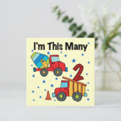 Bouwvoertuigen 2e verjaardag cadeaus kaart (Staand voorkant)