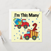 Bouwvoertuigen 2e verjaardag cadeaus kaart (Voorkant / Achterkant in situ)