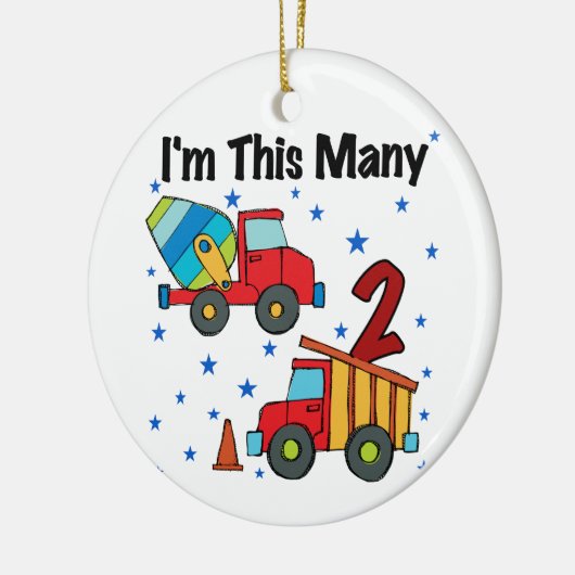 Bouwvoertuigen 2e verjaardag cadeaus keramisch ornament (Links)