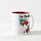 Bouwvoertuigen 2e verjaardag cadeaus tweekleurige koffiemok (Voorkant rechts)