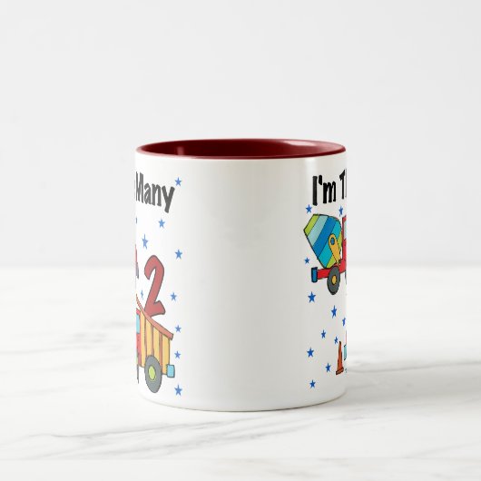 Bouwvoertuigen 2e verjaardag cadeaus tweekleurige koffiemok (Center)