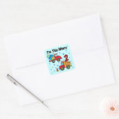 Bouwvoertuigen 2e verjaardag cadeaus vierkante sticker (Envelop)