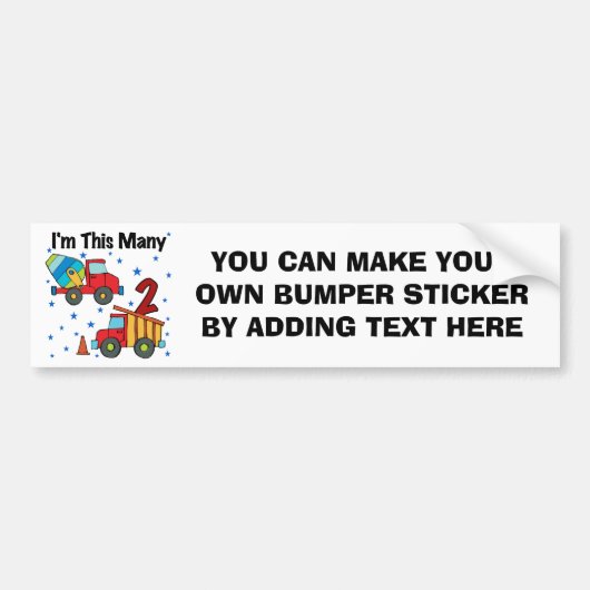 Bouwvoertuigen 2e verjaardag cadeautjes bumpersticker (Voorkant)