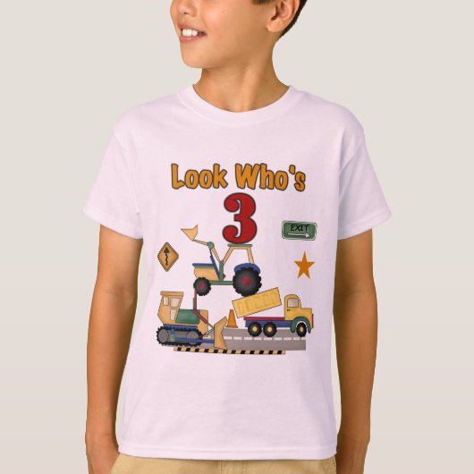 Bouwvoertuigen 3e verjaardag Tshirts (Voorkant)