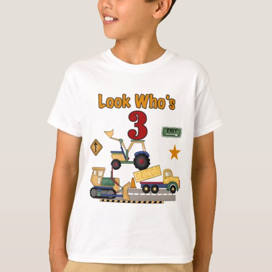 Bouwvoertuigen 3e verjaardag Tshirts (Voorkant)