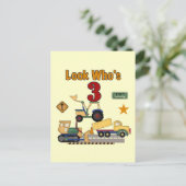 Bouwvoertuigen 3e verjaardag Tshirts Briefkaart (Staand voorkant)