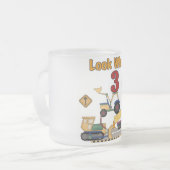 Bouwvoertuigen 3e verjaardag Tshirts Matglas Koffiemok (Voorkant links)