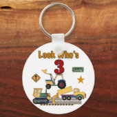 Bouwvoertuigen 3e verjaardag Tshirts Sleutelhanger (Voorkant)