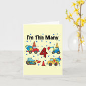 Bouwvoertuigen 4e verjaardag T-shirts Kaart (Gele Bloem)