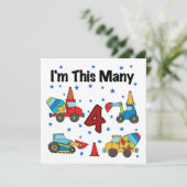 Bouwvoertuigen 4e verjaardag T-shirts Kaart (Staand voorkant)