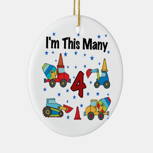 Bouwvoertuigen 4e verjaardag T-shirts Keramisch Ornament (Rechts)