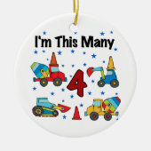 Bouwvoertuigen 4e verjaardag T-shirts Keramisch Ornament (Voorkant)