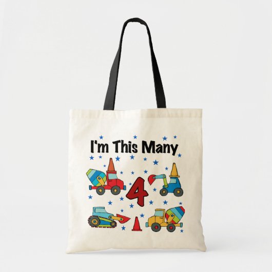 Bouwvoertuigen 4e verjaardag T-shirts Tote Bag (Voorkant)