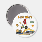 Bouwvoertuigen 4e verjaardag Tshirts Magneet (Voorkant / Achterkant)