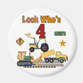 Bouwvoertuigen 4e verjaardag Tshirts Magneet (Voorkant)