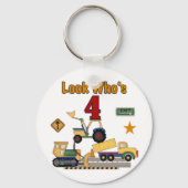 Bouwvoertuigen 4e verjaardag Tshirts Sleutelhanger (Voorkant)