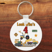 Bouwvoertuigen 4e verjaardag Tshirts Sleutelhanger (Voorkant)