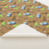 Bouwvoertuigen & Arbeiders Patroondeken Sherpa Deken (3/4)