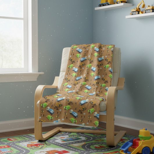 Bouwvoertuigen & Arbeiders Patroondeken Sherpa Deken