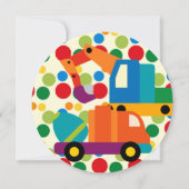 Bouwvoertuigen - Birthday Circle Uitnodiging (Achterkant)