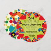 Bouwvoertuigen - Birthday Circle Uitnodiging (Voorkant / Achterkant)