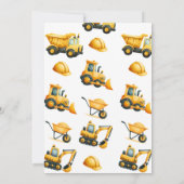 Bouwvoertuigen Dump Truck Graafmachine Bulldoz Save The Date (Achterkant)