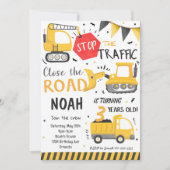 Bouwvoertuigen Dump Truck Verjaardag Uitnodigen Kaart (Voorkant)