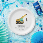 Bouwvoertuigen elke leeftijd verjaardagsfeestje papieren bordje (Feest)