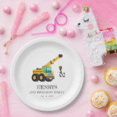 Bouwvoertuigen elke leeftijd verjaardagsfeestje papieren bordje (Feest)