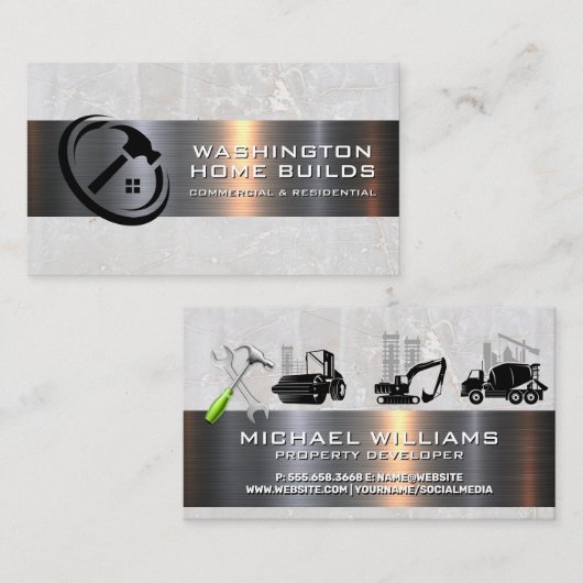 Bouwvoertuigen | Handgereedschap | Onroerend goed Visitekaartje (Voorkant / Achterkant)