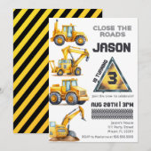 Bouwvoertuigen Jongen Dump Truck Verjaardag Kaart (Voorkant / Achterkant)