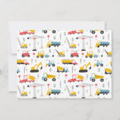 Bouwvoertuigen Jongen Foto Verjaardagsfeestje Kaart (Achterkant)