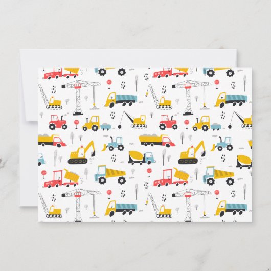 Bouwvoertuigen Jongen Foto Verjaardagsfeestje Kaart (Achterkant)