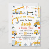 Bouwvoertuigen Jongens Verjaardag Uitnodiging (Voorkant)