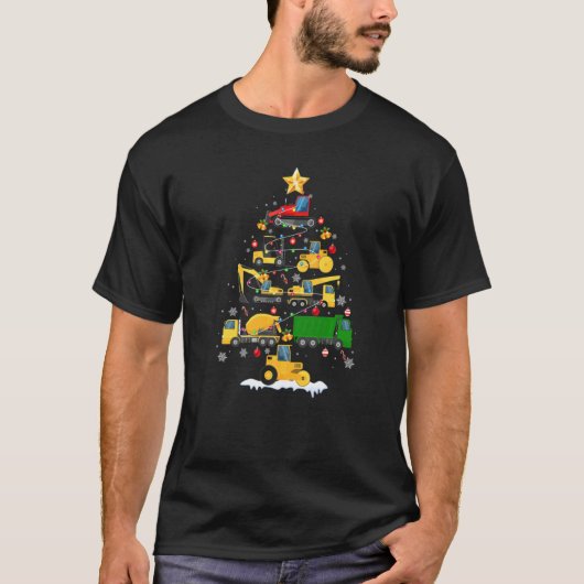 Bouwvoertuigen - Kerstboom graafmachine - Dec T-shirt (Voorkant)