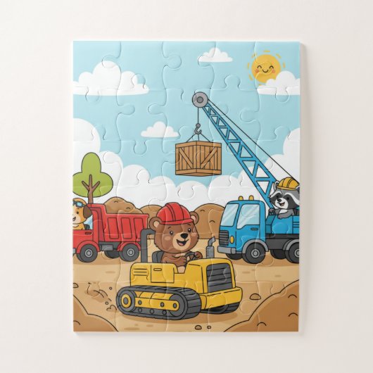 Bouwvoertuigen Kids Puzzel (Verticaal)
