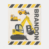 Bouwvoertuigen met Jouw naam Fleece Deken (Voorkant)