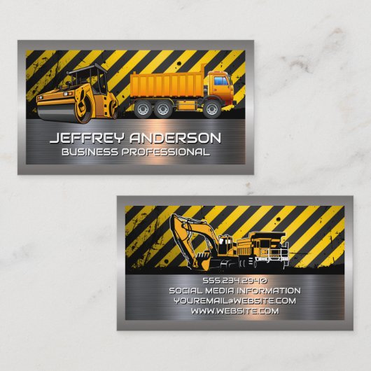 Bouwvoertuigen | Metaal Visitekaartje (Voorkant / Achterkant)