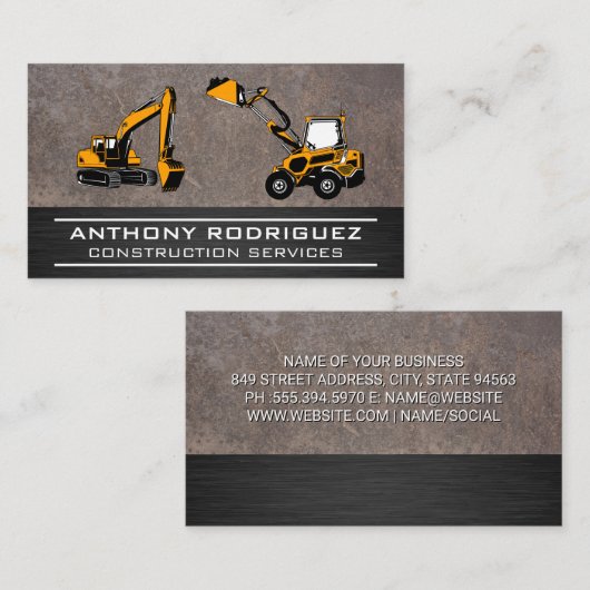 Bouwvoertuigen | Metaal Visitekaartje (Voorkant / Achterkant)