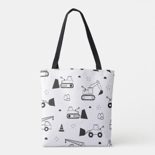 Bouwvoertuigen Patroon Canvas tas - Schattige (Achterkant)
