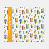 Bouwvoertuigen Patroon Jongens Gepersonaliseerd Fleece Deken (Voorkant (Horizontaal))