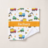 Bouwvoertuigen Patroon Kinderen Bad Handdoek Set (Wasdoekje)