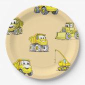 Bouwvoertuigen verjaardag Papieren Borden Papieren Bordje (Voorkant)